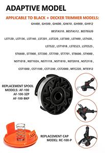 AF-100 10PCS Hilo de repuesto para desbrozadora Black&Decker GH900 LST220 MTC 220 OD 0.065" 1.6mm 30FT AF1003ZP - Product Image 5