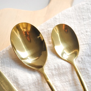 Boda de acero inoxidable biselado con cubertería chapados en oro utensilio de oro cubiertos - Product Image 4