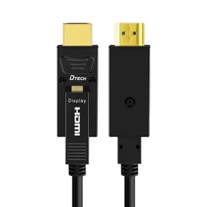 DETCH kabel serat optik HDMI 2.0, kabel HDMI Tipe D-A 4K @ 60Hz hitam 50 hingga 100m