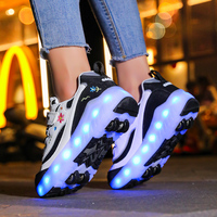 Chaussures de Patins à Roues Alignées Lumineuses à LED pour Adultes et Enfants 2 en 1, 4 Roues, Vitesse, Extérieur, Professionnel, Vente en Gros
