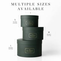 Boîte Cadeau Ronde Personnalisée de Luxe avec Logo, Vert Forêt, Emballage Cylindrique Rigide, Dorure à Chaud, Vernissage UV Sélectif, Boîtes à Bijoux OEM ODM