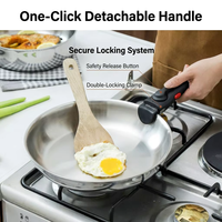 Juego de Utensilios de Cocina de Acero Inoxidable con Mango Desmontable, Juego de Utensilios de Cocina por Inducción, Juegos de Utensilios de Cocina al por Mayor para Hoteles y Restaurantes, Personalizados