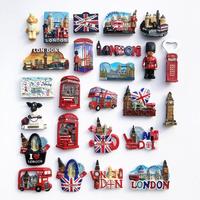 Aimants de réfrigérateur en résine 3D peints à la main, souvenirs de voyage des monuments de Londres (Royaume-Uni), style européen vintage, vente en gros d'usine, personnalisables