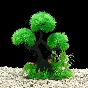 Décor de plante d'aquarium, accessoires aquatiques, boule d'herbe douce sous-marine, plante d'aquarium en plastique artificiel 11 pouces