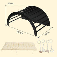 Nouvel arrivage Arc-en-ciel d'intérieur Rocker Set Montessori Cadre d'arc d'escalade en bois avec bac pour enfants GYM Jouets Balance Rocking Chair