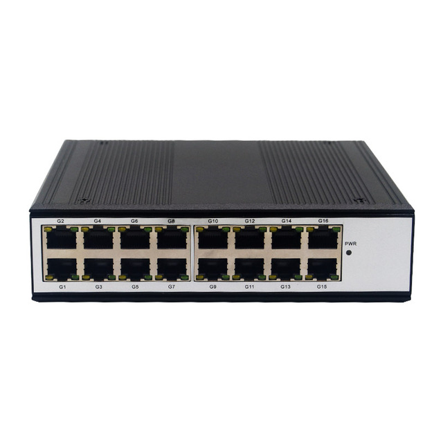 16 Port Gigabit Industrial POE Ethernet Switch10/100/1000Mbps RJ45 DC12-57V Hardened Network Switch for IP Camera CCTV