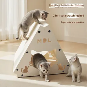 Nido Triangolare Rinforzato e Resistente all'Usura per Gatti, Gioco Due-in-Uno con Tiragraffi e Area per Dormire, Prodotto in Cina - Product Image 1