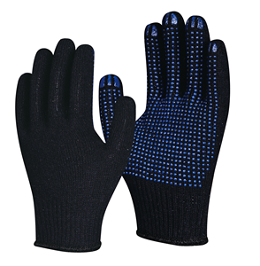 Gants en <span class=keywords><strong>maille</strong></span> <span class=keywords><strong>de</strong></span> coton CE bleu à pois légers <span class=keywords><strong>de</strong></span> 10 pouces à usage industriel - Product Image 3