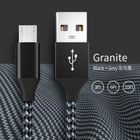 Câble de données USB A 2.0 Micro de haute qualité en nylon tressé de 3 pieds, 6 pieds, 10 pieds, 12 W, charge rapide pour téléphone portable Android