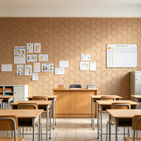 Panneau mural moderne en fibre de polyester 100% à motif nid d'abeille 9mm/12mm, ignifuge, absorption acoustique très efficace, écologique, pour écoles