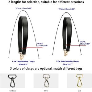 Flat Grain Leather Replacement Straps For Handbags <b>Purse</b> Straps Replacement Crossbody Silver Clasps Women <b>Purse</b> Making CM Long C - Product Image 2