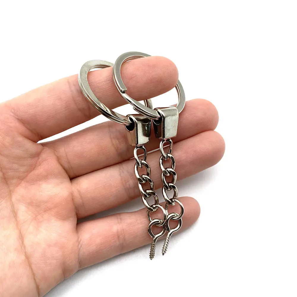 Ready To Ship Bulk Metal 30mm Key Ring Link Chain With Eye Screw Pin Split Ring Keyring Keychain