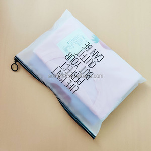 Vòng tròn màu đen vòng nhựa Frosted dây kéo túi kích thước khác nhau may đóng gói Frosted Matt các loại nhựa đóng gói quần áo túi - Product Image 6