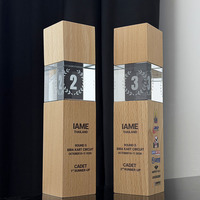 Trophées personnalisés en cristal 3D gravé au laser avec base en bois MH-T543