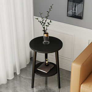 Round Coffee <b>Table</b> White And <b>Black</b> Double Layer Living Room <b>Sofa</b> Side <b>Table</b> Minimalist Home Furniture - Product Image 4