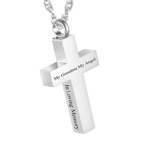 Urn Perhiasan Kenang-kenangan Religius Salib Kristen Urn Kalung Abu Kremasi Liontin Guci Hitam-Ibu Saya; Pahlawan; Malaikat - Product Image 3