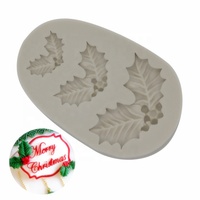 Moule à gâteau en silicone pour décoration de Noël, feuille de houx, fondant, chocolat