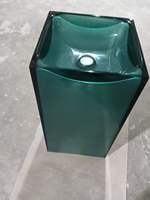 Lavabo autoportant en résine transparente de luxe moderne pour salle de bain, avec pied en surface solide et drain inclus