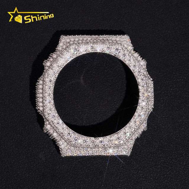 Hip Hop Style Pass Diamond Tester Watch Case GA2100 Iced Out 925 Silver Watch Parts Accessory Moissanite Watch Bezel
