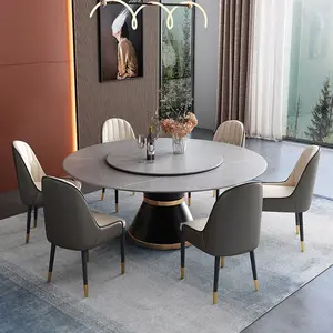 Light Luxury Modern Simple Dining Table And Chair Combination Round Marble Table Dining Room Furniture