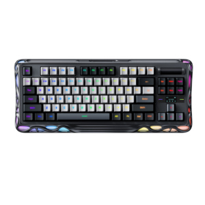 Với TFT Màn hình hiển thị Hollow exoskeleton swappable Tri chế độ không dây + Có dây + BT chơi game có thể sạc lại cơ khí RGB Bàn phím - Product Image 1