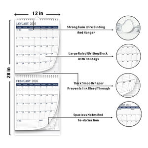 Calendario de Escritorio y Pared Personalizado con Logotipo, Impresión en Papel, 2 Meses, para Oficina, Venta al Por Mayor 2026 - Product Image 2