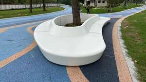 Runde GFK-Baumbank für den Außenbereich, Garten-Pflanztisch, Pflanzgefäß, maßgefertigte große Sitzgelegenheit für die Landschaftsgestaltung in Parks und auf gewerblichen Plätzen - Product Image 4