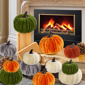 Calabazas Artificiales Mixtas de Terciopelo <span class=keywords><strong>Mubai</strong></span>, Hechas a Mano, Duraderas, para Bodas de Otoño, Acción de Gracias, Halloween, Decoración de Chimenea y Fiestas - Product Image 4