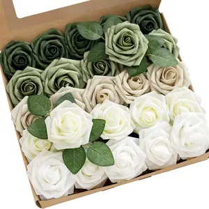 Shades of Green Flowers with Stem, Green Roses for DIY Wedding Decorations Centerpieces Floral Arrangements Bridal Shower