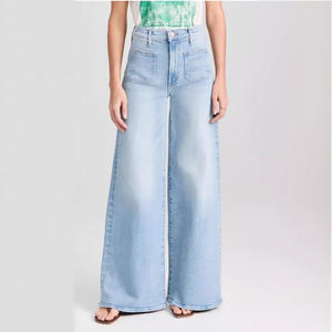 Avrupa ve amerika birleşik devletleri'nde yeni modeller aynı yüksek belli açık mavi lexan Hanma yumuşak geniş bacaklı alevlendi kot - Product Image 1