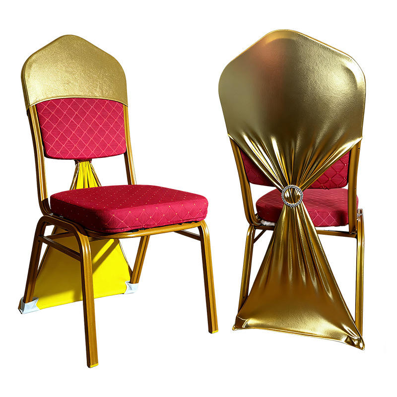 Housse de chaise en spandex doré métallique avec boucle en plastique
