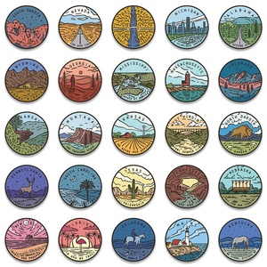 50 pièces ne répètent pas les <span class=keywords><strong>villes</strong></span> américaines collections de paysages célèbres explorer la <span class=keywords><strong>carte</strong></span> de voyage ronde autocollant <span class=keywords><strong>des</strong></span> États américains - Product Image 4