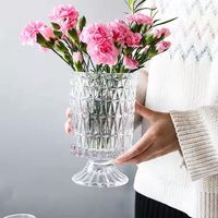 Nordic Esstisch Dekoration Transparente Oberfläche Blumen arrangement Behälter Gesicht Glasvase Dekoration Zubehör