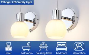 Lampe murale moderne en acier inoxydable avec abat-jour en verre, lumière LED E27 blanc chaud pour salle de bain, éclairage mural - Product Image 6