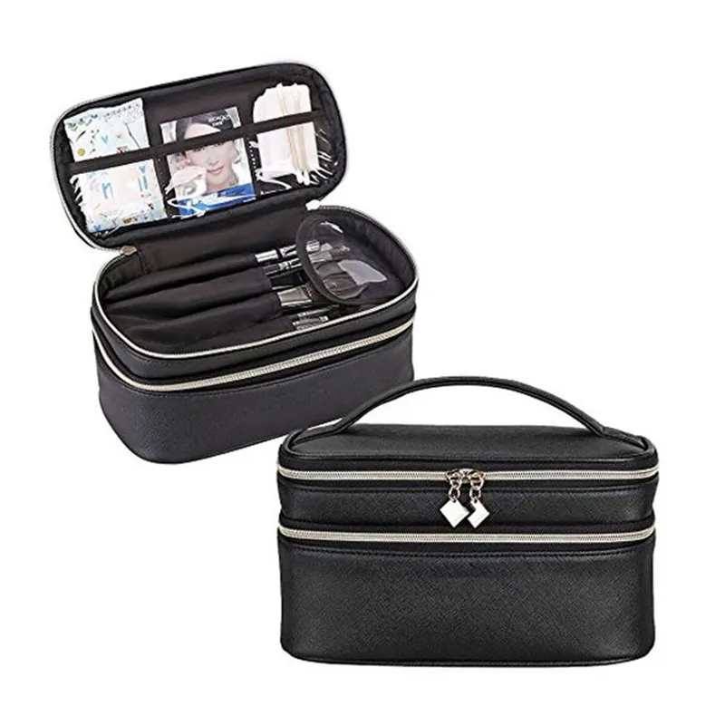 2022 New Product Travel Makeup Bag for Women 2 Layer Cosmetic Bags Makeup Brush Cosmetic Organizer Holder