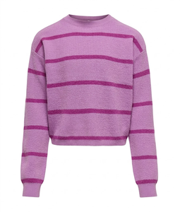 Suéter de punto a máquina para mujer, de mezcla de viscosa a rayas, cuello redondo, manga larga, top corto, 4.31LBS, ropa casual para principios de otoño - Product Image 2