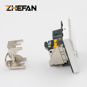 ZHEFAN Stp Toolless 45*45mm Prise Keystone RJ45 Cat6 STP de type français, Plaque de montage Keystone Cat6 de type <span class=keywords><strong>Legrand</strong></span>, Port unique - Product Image 2