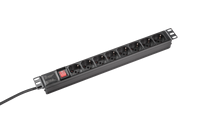 Unité de distribution d'alimentation en rack 19 pouces 1U 8 voies, boîtier en aluminium, Schuko Euro, utilisé 16A PDU