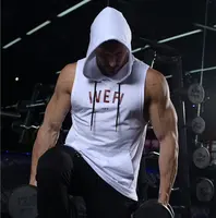 Neueste Fitness Stinger ärmellose Hoodie Muskel hemd Herren einfach Siebdruck Gym Tank Top für Männer