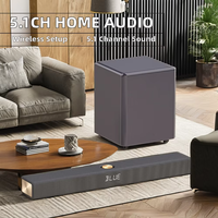 Système Home Cinéma Audio 5.1 Entièrement Sans Fil avec Barre de Son Intelligente de 31,5 Pouces, 2 Enceintes Surround et Caisson de Basses de 8 Pouces
