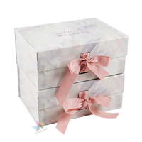 Boîte cadeau rigide en papier biodégradable avec fermeture magnétique, doublure en éponge gaufrée en marbre blanc, ruban pliable, pour cadre photo, lingerie