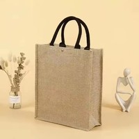 Sac fourre-tout de plage en toile de jute imperméable personnalisable avec logo, réutilisable, en lin, vente en gros