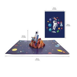 Spaceman giấy tình yêu 3D sinh nhật Pop Up thẻ Hạnh Phúc sinh nhật phi hành gia cho trẻ em - Product Image 6