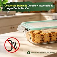 4-delige Borosilicaat glazen voedselcontainers met deksels, waterdicht & stapelbaar, geschikt voor vriezer, oven & magnetron