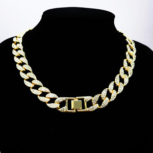 <strong>Manufacturer</strong> Wholesales High-quality 15mm Full Diamond Sparkling Flat Cuban Chain for European and American Hip-hop - Product Image 1