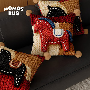 Coussin rectangulaire en peluche tricoté Red Horse, motif animal de dessin animé, pour canapé de salon, avec insert - Product Image 2