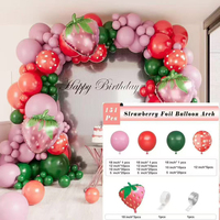 Arche de ballons en latex motif fraise avec impression sérigraphiée pour anniversaire, baby shower, décoration intérieure, décorations de fête de mariage