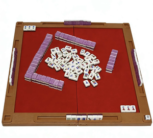 Juego de Mahjong de Acrílico Cristalino con Mesa Plegable, Juego de Mahjong Mini de Viaje Cuatro en Uno, Mahjong Tallado Sólido - Product Image 6