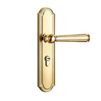Serrure de porte intérieure en bois de style français, finition or massif, en alliage de zinc, à clé, avec mécanisme de fermeture silencieuse, pour chambre d'hôtel et salle de bain