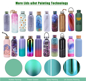 Peiway Custom Eco Rubber Boca pequeña Botellas de agua térmicas para exteriores Aislamiento 500ml Termo 304 Frasco de vacío de acero inoxidable - Product Image 3